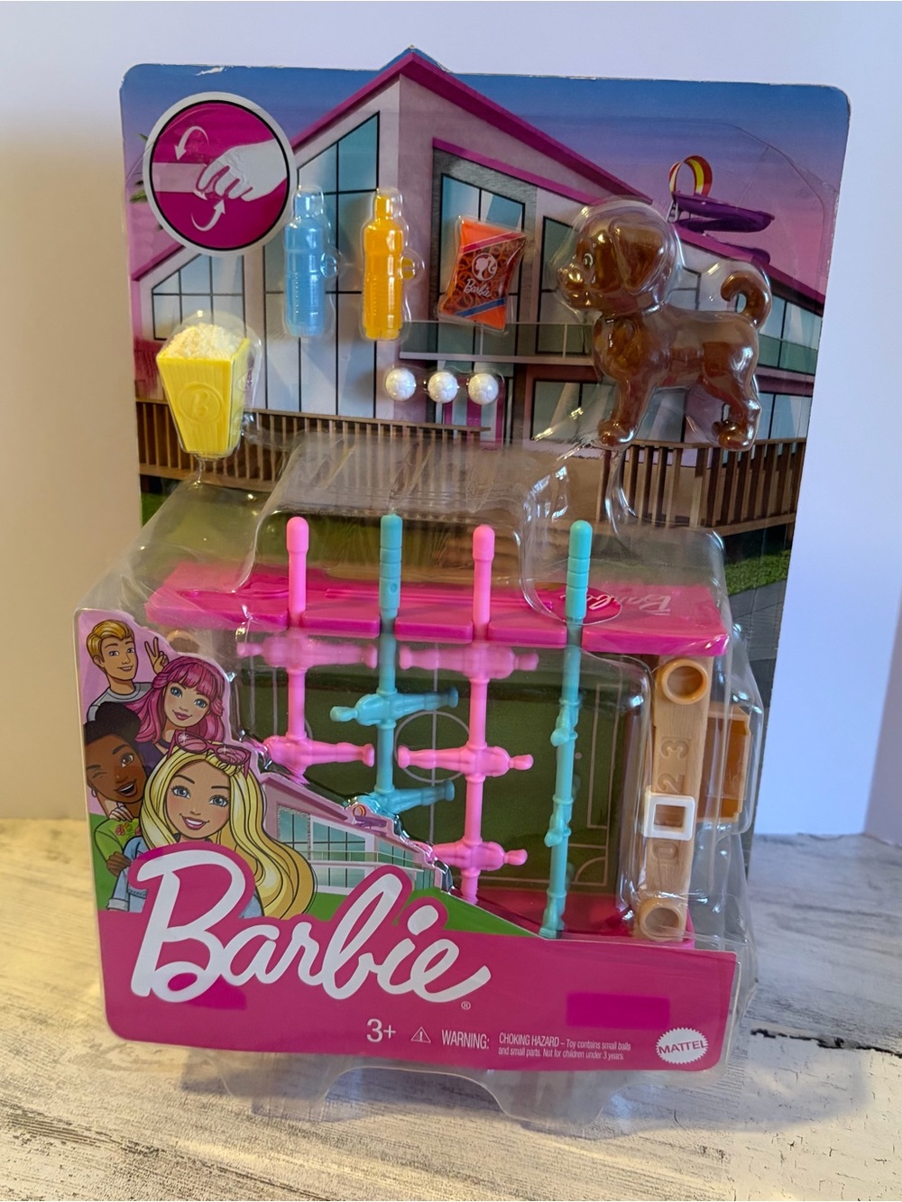Barbie Foosball Table Mini Play Set Puppy & Game Accessories NEW